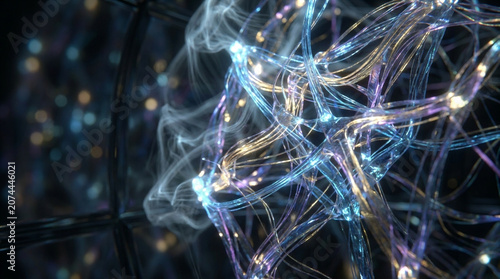 Abstract Network Structure with Glowing Connections