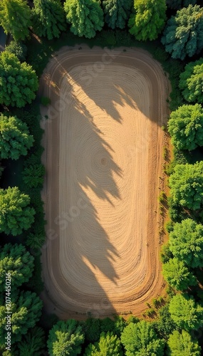 Aerial view of a vacant land plot with a registration symbol, perfect for real estate business or residential development projects , investment, planning