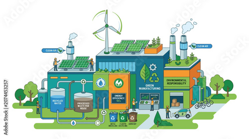 Green Manufacturing Factory: Sustainability, Renewable Energy, Recycling
