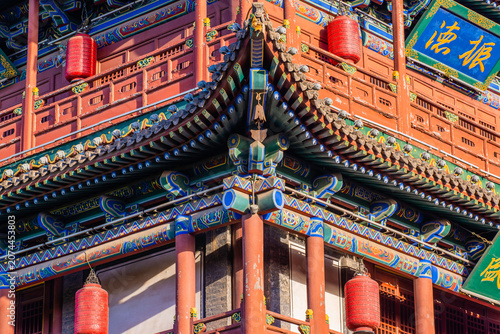 Datong, China - May 9 2026: The imposing façade of Datong Drum Tower showcases traditional Chinese architecture with elegant wooden construction, layered roofs, and enduring historical grandeur