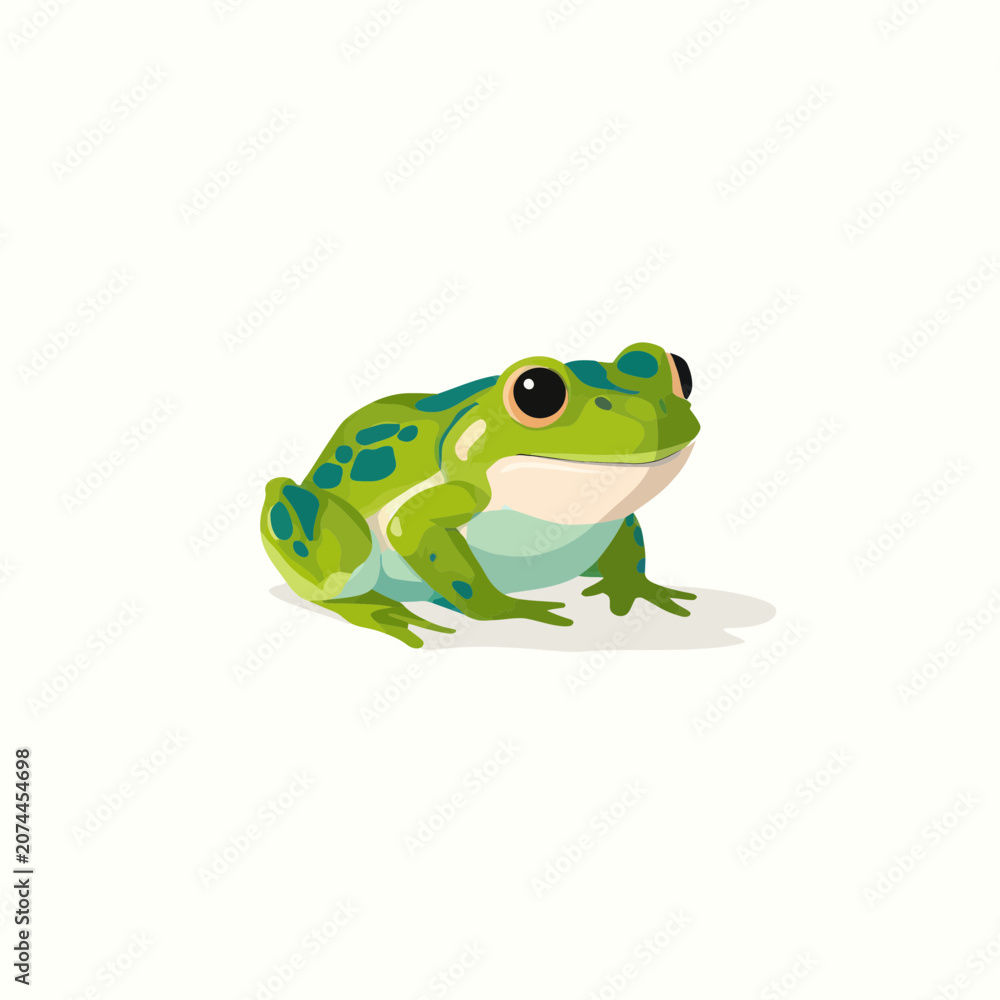 Obraz premium A Green Frog Vector Icon on White