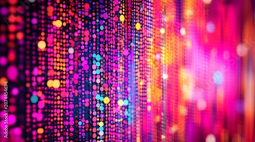 Vibrant abstract particle stream background with neon lights