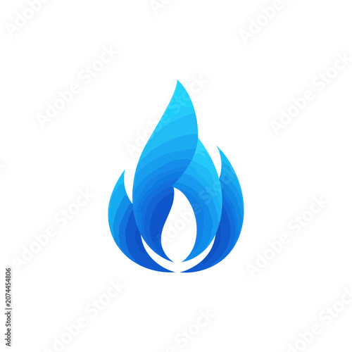Abstract Blue Flame Icon Isolated
