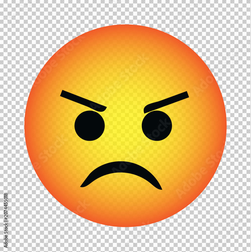 Obraz na płótnie Angry cartoon face with fiery orange skin and furrowed brow