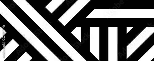 Vászonkép Abstract black and white straight lines with different angles pattern for illustration