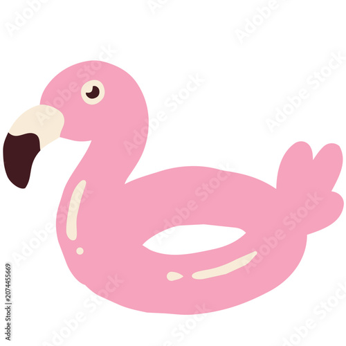 Pink Flamingo Balloon Summer Holiday Objects and Beach Accessories Flat Vector Collection
