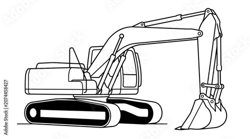 Heavy Duty Construction Excavator Machine with Bucket, isolated white background
