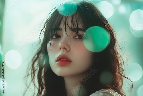 Portrait of a young woman with soft lighting and bokeh effect