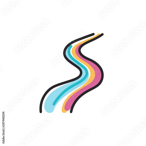 Colorful abstract flowing river icon