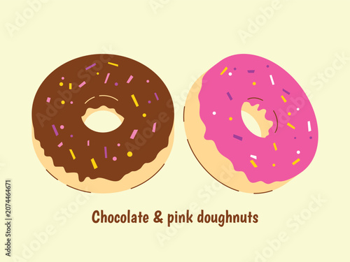 Chocolate And Pink Doughnuts With Colorful Sprinkles