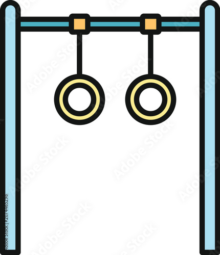 Obraz na plátně Gymnastic rings hanging from a crossbar symbolizing workout and fitness
