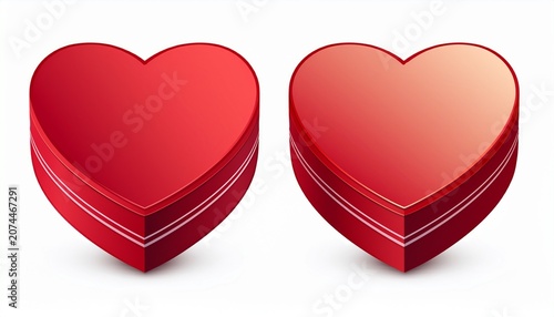 Heart Shaped Red Love Container Mockup Gift Box Template D Illustration Isolated On White