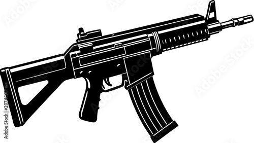 Assault Rifle Silhouette – Tactical Automatic Rifle Vector Icon