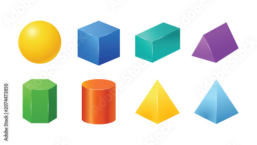 Cuadro en lienzo Colorful 3d geometric shapes