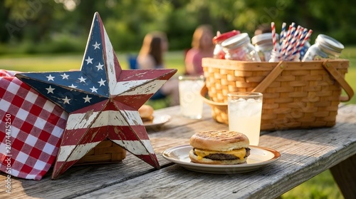 Fourth of july backyard bbq with american flag decor
