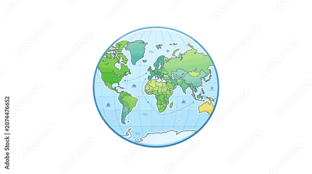 Fototapeta premium A colorful illustration of the Earth from space showing continents and oceans