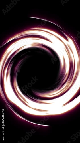 On a dark background, in the center of the free space, there is a light swirl of golden pink color with a free space in the middle.
