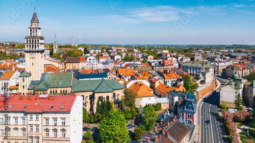 Obraz na płótnie Aerial of Bielsko Biała city in Silesia, Poland