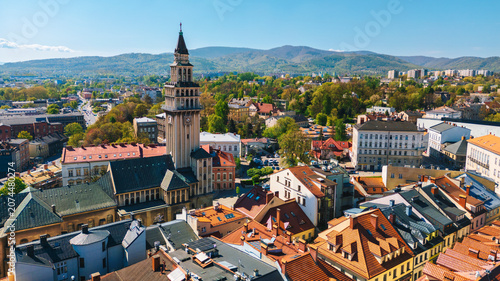 Fotografie Aerial of Bielsko Biała city in Silesia, Poland