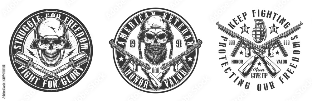 Fototapeta premium Military logos with symbols