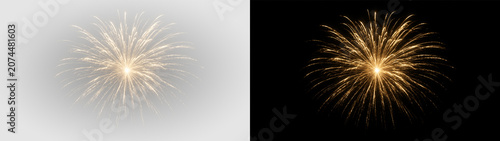 Golden glowing sparkle PNG overlay with radiant starburst fireworks, on transparent background
