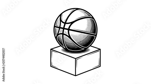 Tableau sur toile Basketball on a pedestal display.
