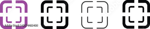 Modern digital focus target icon set, clean vector graphic for user interface, camera frame, or scan indicator symbol for apps and websites