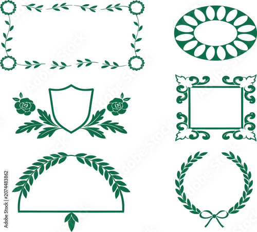 vector set of decorative elements Editable boho decorative frame creator set with botanical branches, geometric borders, celestial symbols, minimalist vector elements.