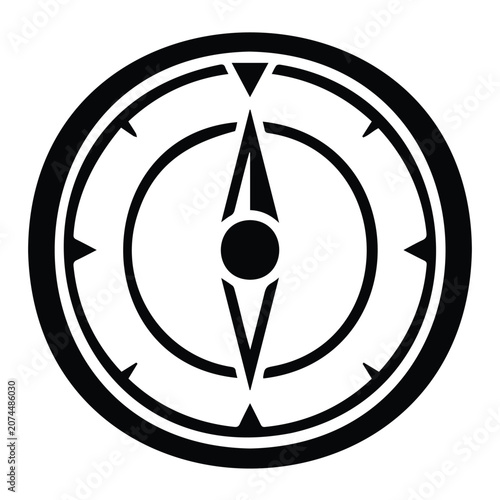 Photos Black silhouette icon of a vintage navigational magnetic compass for travel and exploration