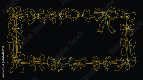 Golden Ornate Border with Bows, Illustration Frame