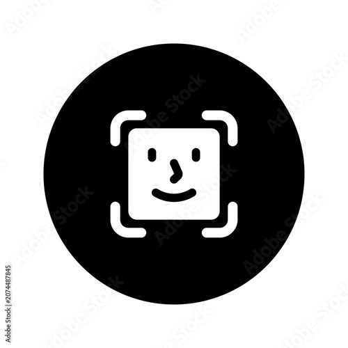 face id glyph circular icon