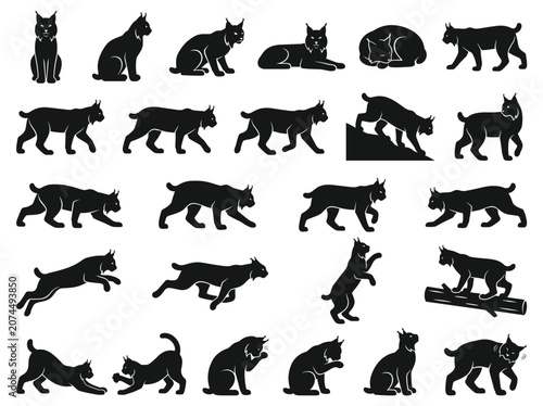 Lynx Silhouette Collection: Various Poses of Wild Cat Icons