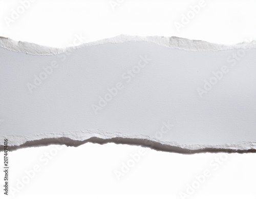 torn white paper strip isolated white background ripped edge blank label texture