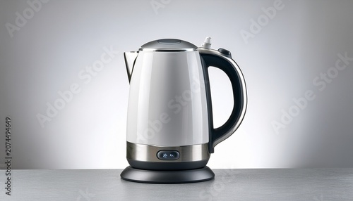 a modern electric kettle with a white body and a silver lid