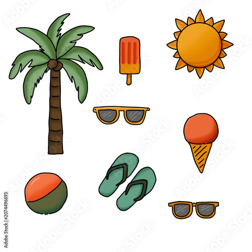 summer icons set