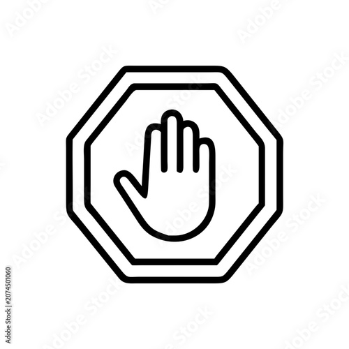 Stop hand sign vector isolated on transparent background warning.