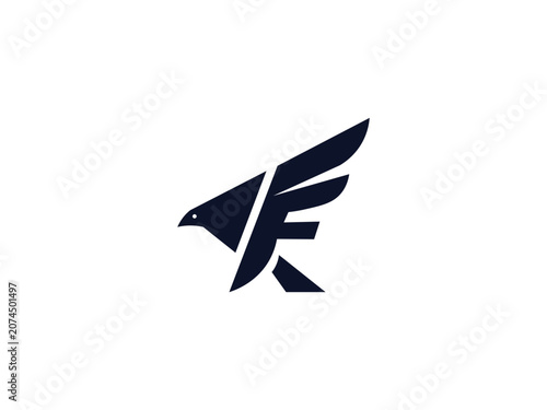 vector illustration of a bird letter F 