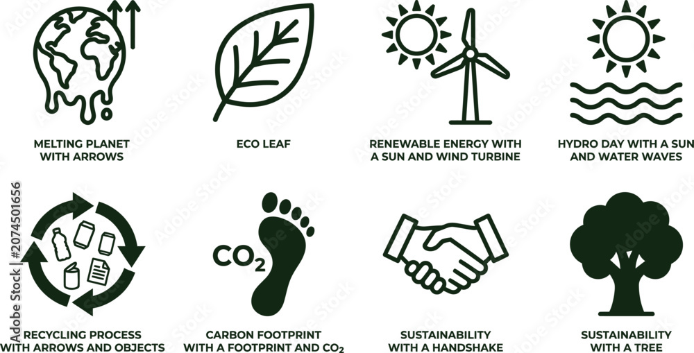 Obraz premium Eco icons set for sustainability and environment