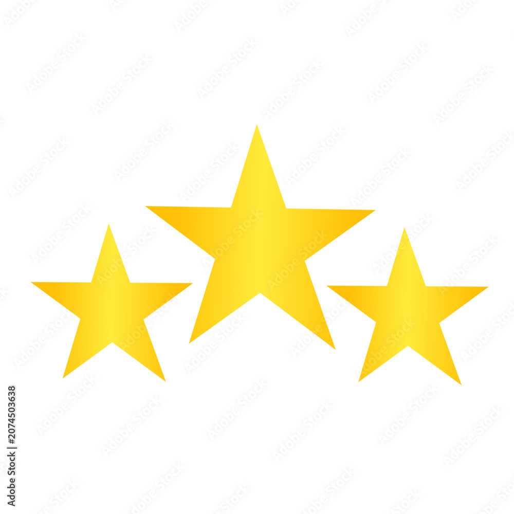 Fototapeta premium Three Gold Star Rating on White Background