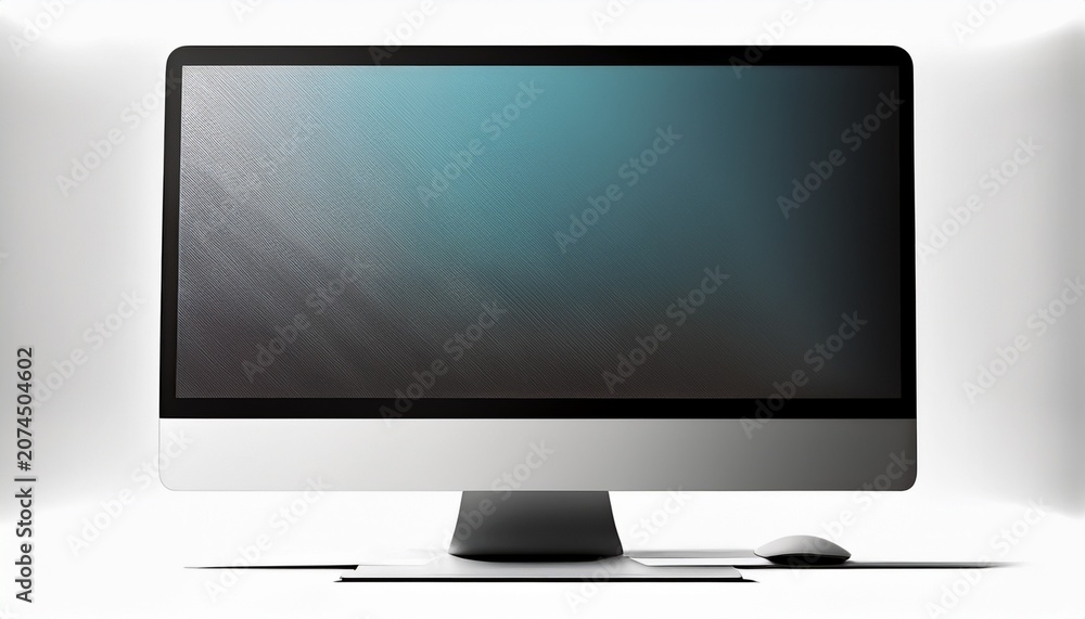 Fototapeta premium desktop computer screen mockup of isolated cutout object with shadow on white background
