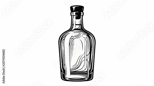 Schilderij op canvas Empty clear glass liquor bottle.