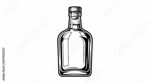 Foto Empty clear glass liquor bottle.