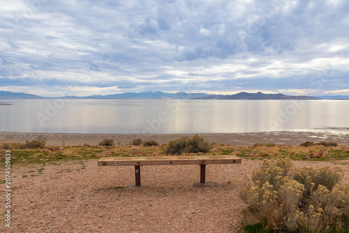 Bench overlooking the Great Salt Lake, Utah