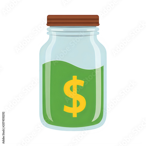 Dollar sign inside a glass jar with green liquid