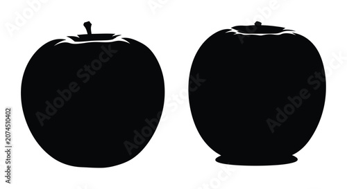 Tableau sur toile Apple Silhouettes On White Background Two Fruit Shapes