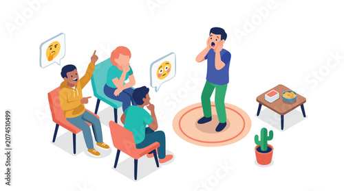 Charades Emoji Game Illustration for Friends Party Entertainment and Group Activity Fun