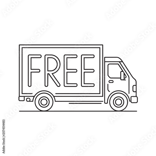 Delivery truck icon with free shipping text Vector