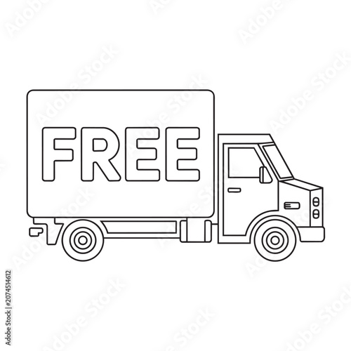 Delivery truck icon with the word free on the side Vector