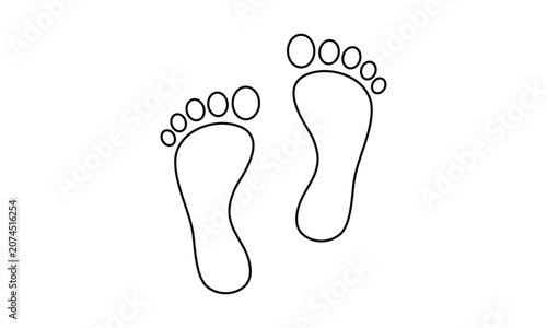 Human Bare Footprint Vector Icon Black Silhouette Foot Print Illustration Isolated on White Background Walking Step Sole Imprint Symbol Design