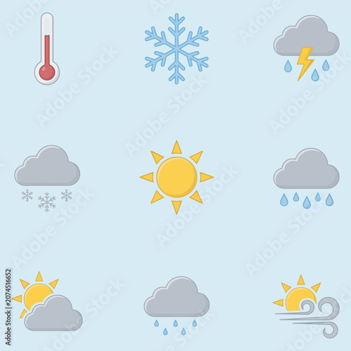 Minimalist Weather Forecast Icon Set Collection